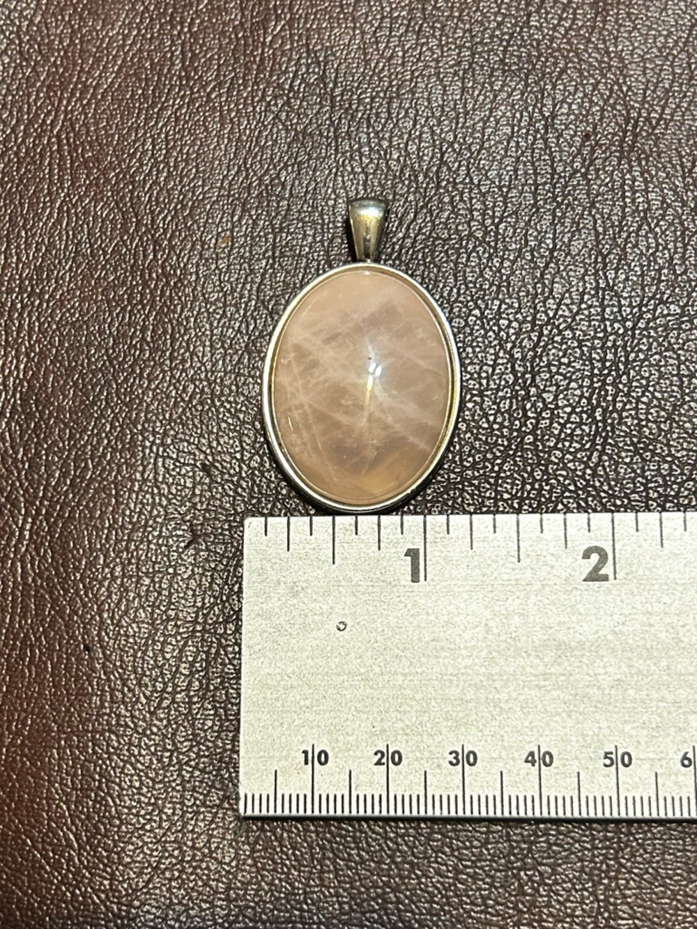 Rose Quartz Oval Pendant Necklace in Soft Pink with Silver-Tone Bezel